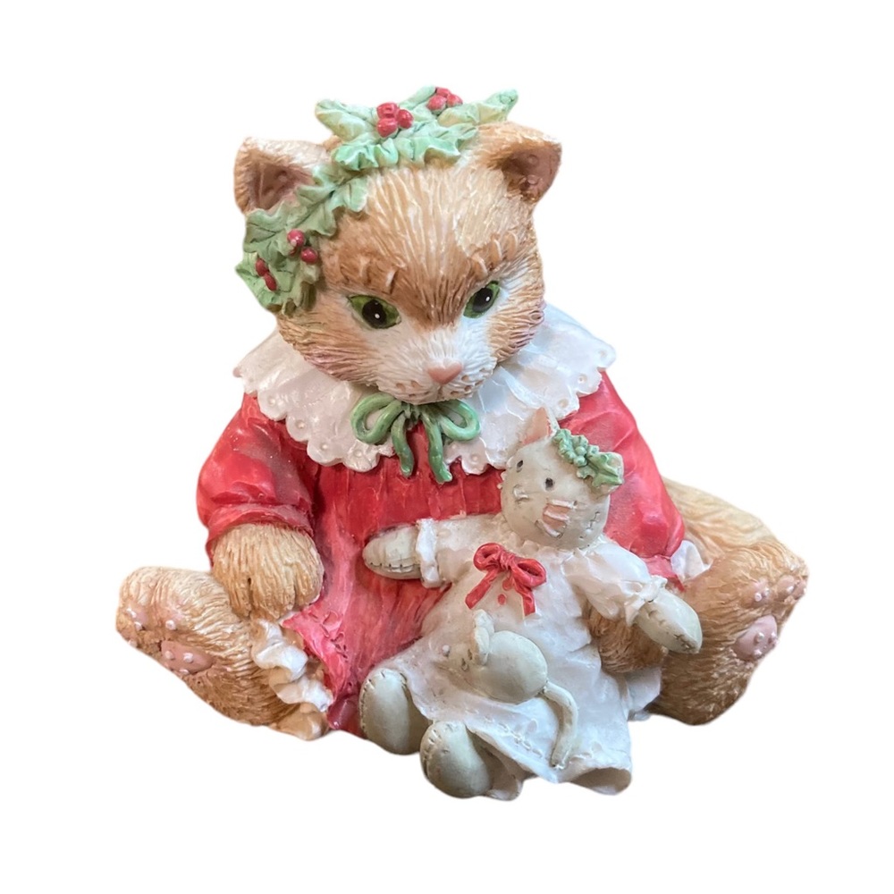 Calico Kittens figurine “Dressed in our holiday best”